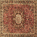 Square Medallion Brown Traditional Rug, tr4012brn