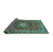 Sideview of Medallion Turquoise Traditional Rug, tr4012turq