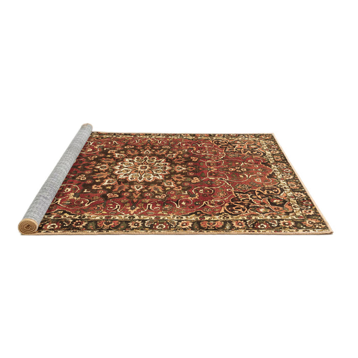 Sideview of Machine Washable Medallion Brown Traditional Rug, wshtr4012brn
