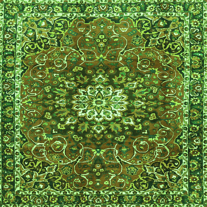 Serging Thickness of Medallion Green Traditional Rug, tr4012grn