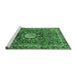 Sideview of Machine Washable Medallion Emerald Green Traditional Area Rugs, wshtr4012emgrn