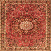 Serging Thickness of Medallion Orange Traditional Rug, tr4012org