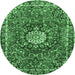 Round Medallion Emerald Green Traditional Rug, tr4012emgrn