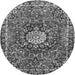 Machine Washable Medallion Gray Traditional Rug, wshtr4012gry