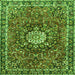 Round Machine Washable Medallion Green Traditional Area Rugs, wshtr4012grn