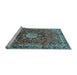 Sideview of Machine Washable Medallion Light Blue Traditional Rug, wshtr4012lblu