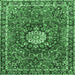 Square Machine Washable Medallion Emerald Green Traditional Area Rugs, wshtr4012emgrn