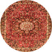 Machine Washable Medallion Orange Traditional Area Rugs, wshtr4012org