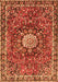 Serging Thickness of Machine Washable Medallion Orange Traditional Area Rugs, wshtr4012org