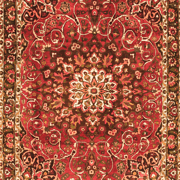 Serging Thickness of Machine Washable Medallion Orange Traditional Area Rugs, wshtr4012org
