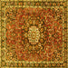 Square Medallion Yellow Traditional Rug, tr4012yw