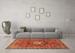 Machine Washable Medallion Orange Traditional Area Rugs in a Living Room, wshtr4012org
