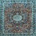 Square Medallion Light Blue Traditional Rug, tr4012lblu