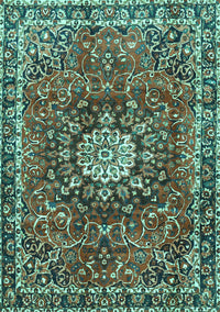 Medallion Turquoise Traditional Rug, tr4012turq