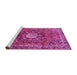 Sideview of Machine Washable Medallion Pink Traditional Rug, wshtr4012pnk