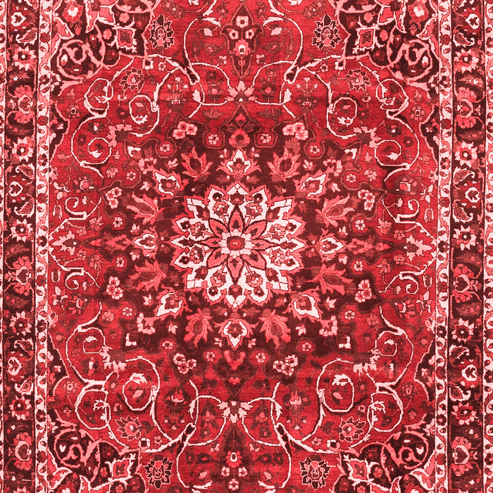 Machine Washable Medallion Red Traditional Rug, wshtr4012red