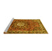 Sideview of Machine Washable Medallion Yellow Traditional Rug, wshtr4012yw