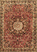 Machine Washable Medallion Brown Traditional Rug, wshtr4012brn