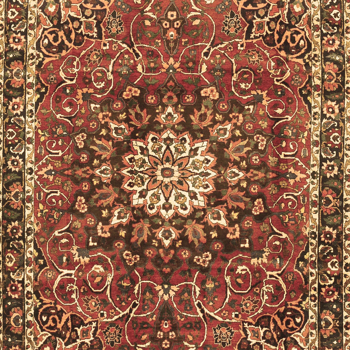 Machine Washable Medallion Brown Traditional Rug, wshtr4012brn