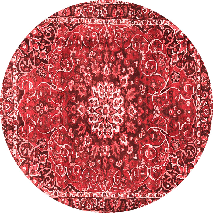 Machine Washable Medallion Red Traditional Rug, wshtr4012red