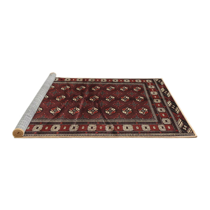 Sideview of Machine Washable Traditional Deep Red Rug, wshtr4013