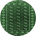 Round Machine Washable Persian Emerald Green Traditional Area Rugs, wshtr4013emgrn