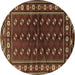 Round Persian Brown Traditional Rug, tr4013brn