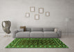 Machine Washable Persian Green Traditional Area Rugs in a Living Room,, wshtr4013grn