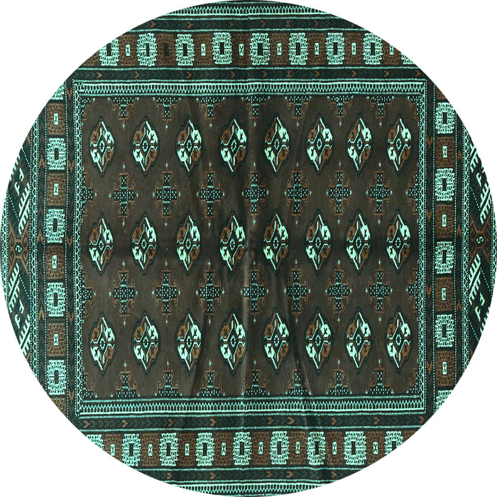 Round Persian Turquoise Traditional Rug, tr4013turq