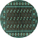 Round Persian Turquoise Traditional Rug, tr4013turq