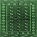 Square Machine Washable Persian Emerald Green Traditional Area Rugs, wshtr4013emgrn