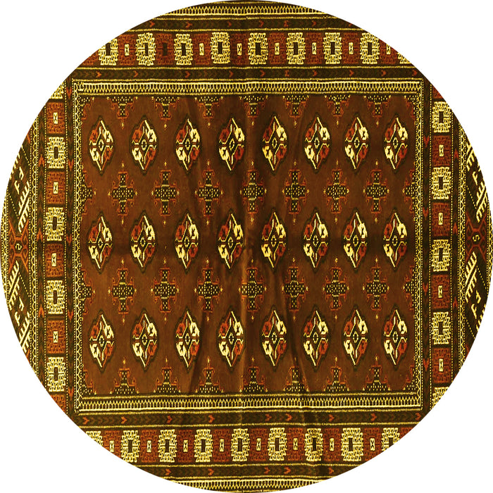 Round Persian Yellow Traditional Rug, tr4013yw
