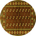 Round Persian Yellow Traditional Rug, tr4013yw