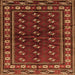 Round Machine Washable Persian Orange Traditional Area Rugs, wshtr4013org