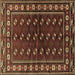 Square Persian Brown Traditional Rug, tr4013brn