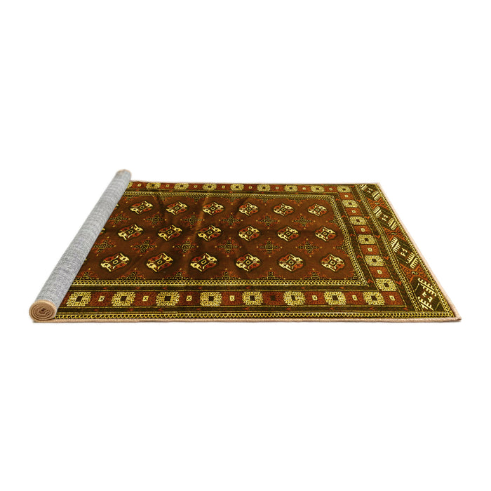 Sideview of Machine Washable Persian Yellow Traditional Rug, wshtr4013yw