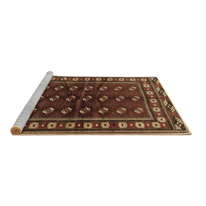 Sideview of Machine Washable Persian Brown Traditional Rug, wshtr4013brn