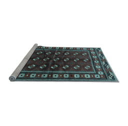 Sideview of Machine Washable Persian Light Blue Traditional Rug, wshtr4013lblu