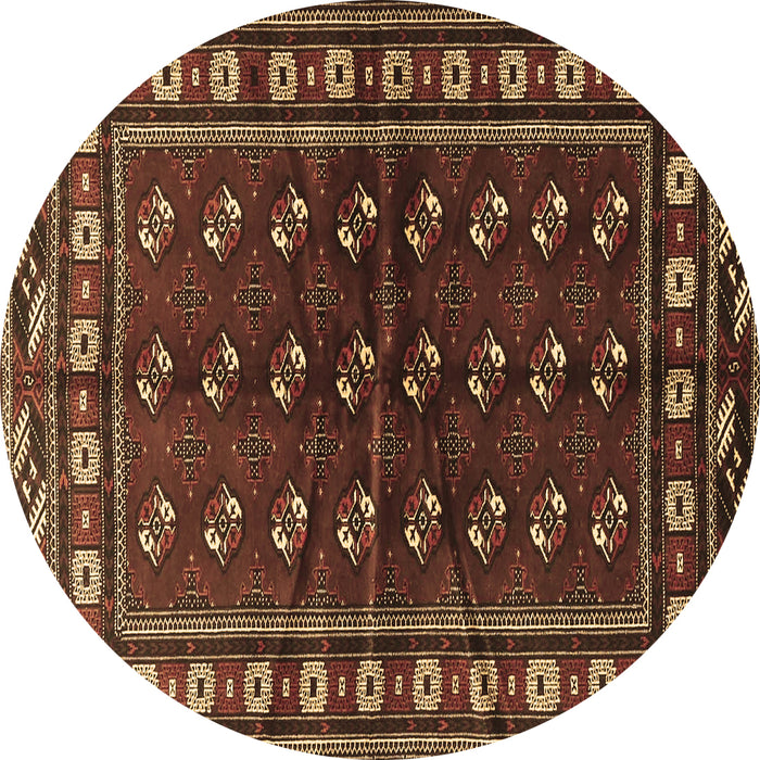 Round Machine Washable Persian Brown Traditional Rug, wshtr4013brn