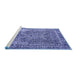 Sideview of Machine Washable Persian Blue Traditional Rug, wshtr4014blu