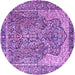 Round Machine Washable Persian Purple Traditional Area Rugs, wshtr4014pur