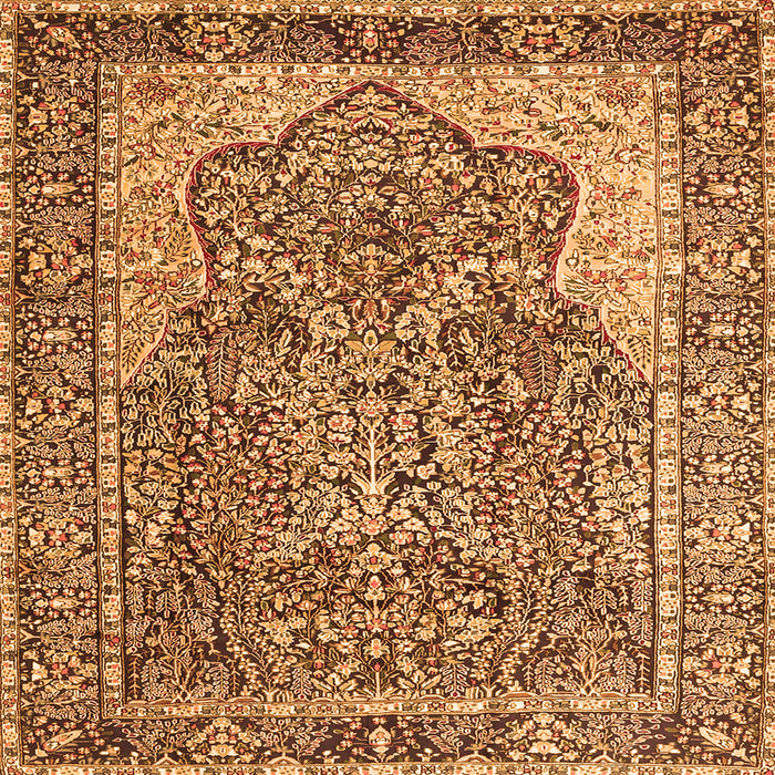 Round Machine Washable Persian Orange Traditional Area Rugs, wshtr4014org