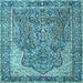 Square Machine Washable Persian Light Blue Traditional Rug, wshtr4014lblu