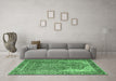 Machine Washable Persian Emerald Green Traditional Area Rugs in a Living Room,, wshtr4014emgrn