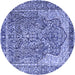 Round Persian Blue Traditional Rug, tr4014blu