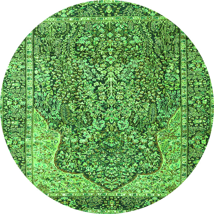 Square Persian Green Traditional Rug, tr4014grn