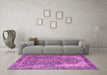 Machine Washable Persian Pink Traditional Rug in a Living Room, wshtr4014pnk