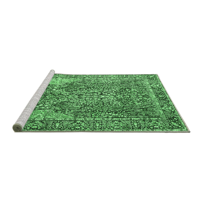 Sideview of Machine Washable Persian Emerald Green Traditional Area Rugs, wshtr4014emgrn
