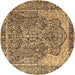 Round Persian Brown Traditional Rug, tr4014brn