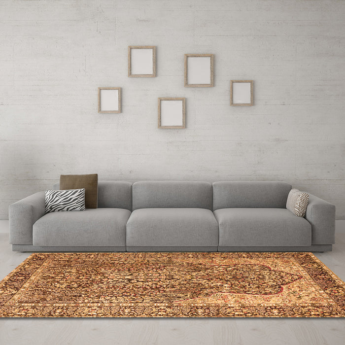 Machine Washable Persian Orange Traditional Area Rugs in a Living Room, wshtr4014org